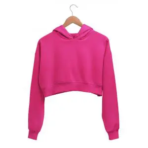 Plain Solid Pink Crop Hoodie